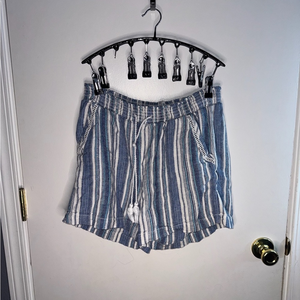 Briggs New York Blue & White Striped High-Waist Shorts